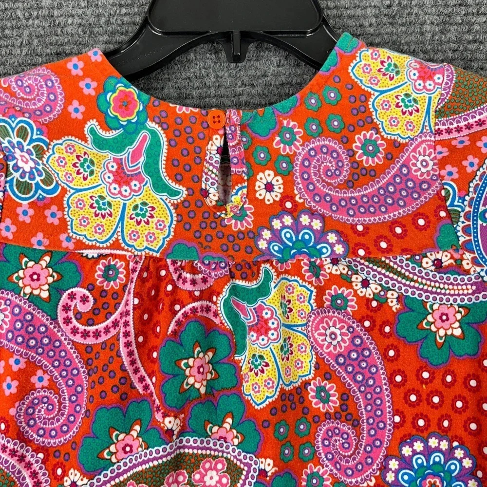 Hanna‎ Andersson Paisley Floral Long Sleeve Cotton Knit Dress 130 Girls